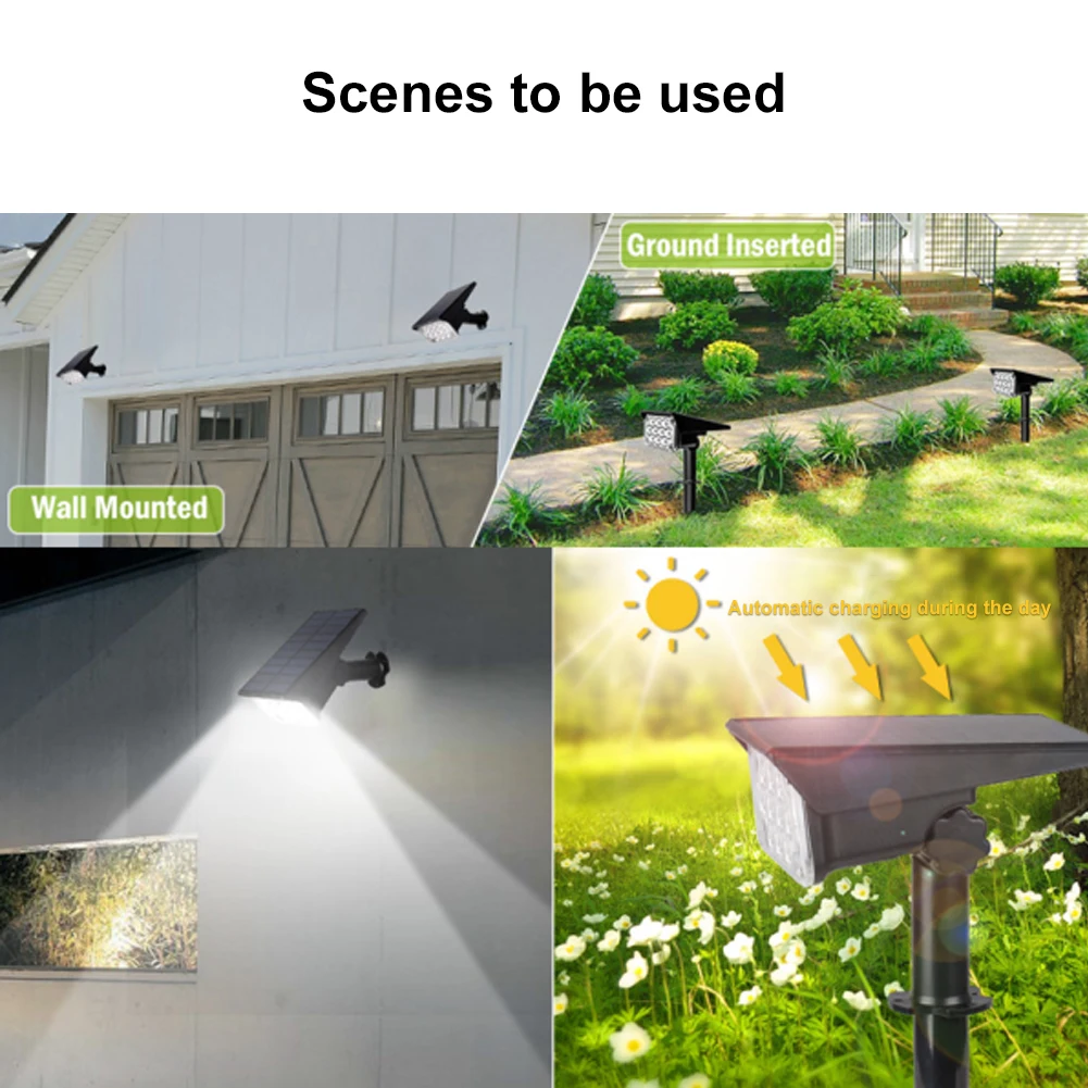 Solar à Prova Iluminação de Paisagem para Jardim Quintal e Entrada D'água com 20 Holofote Leds 10 Luminárias gramado