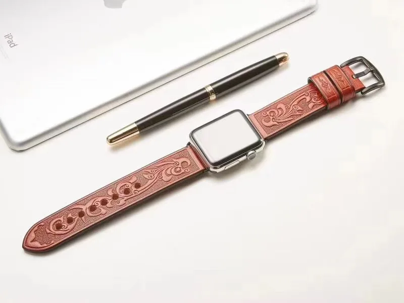 Настоящие древние роскошные кожаные часы ремешок для Apple Watch 5 4 3 2 1 Ремешок Браслет 38 мм 42 мм 40 мм 44 мм