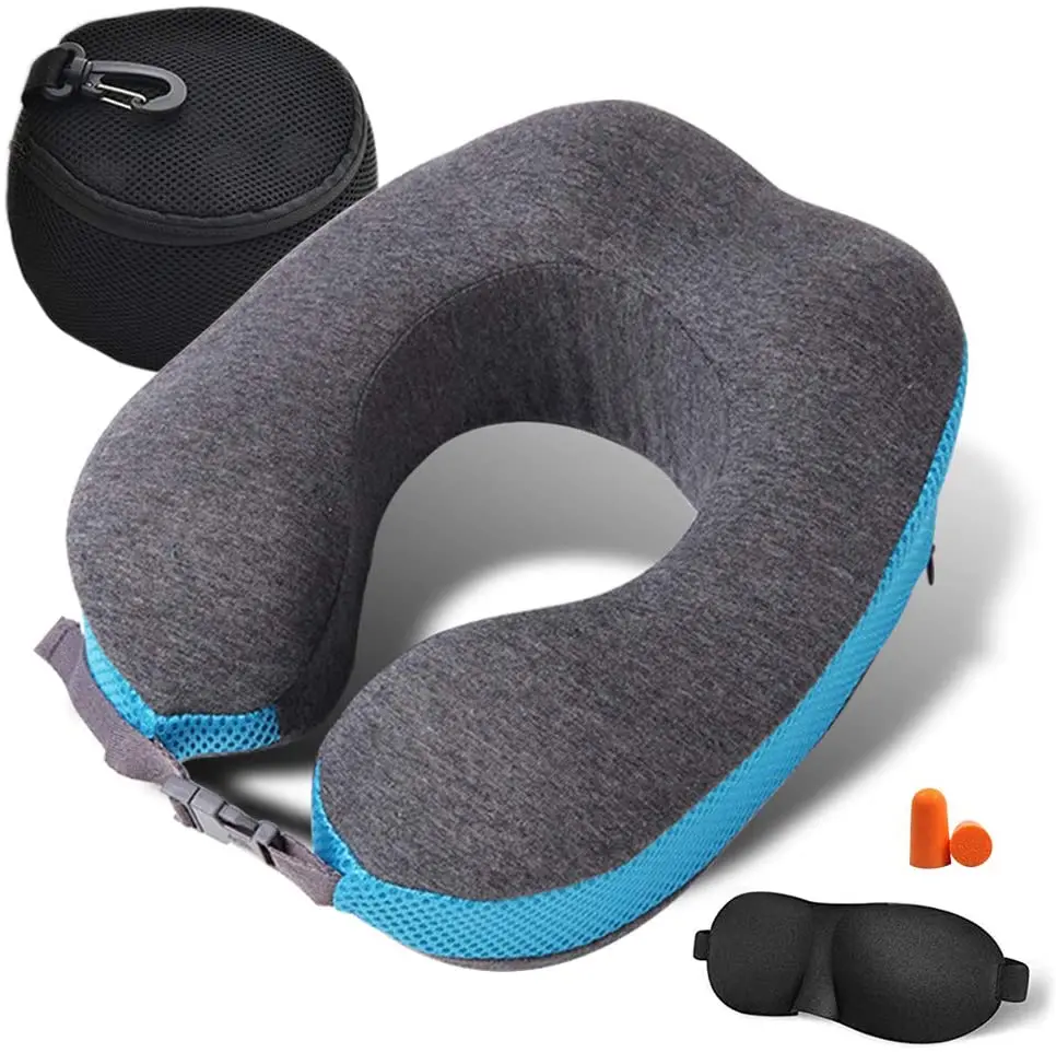 

Memory Foam Airplane Neck Rest Pillows Headrest Cushion Travel Healthcare Insert Pillows with Eye Masks Luxury Bag