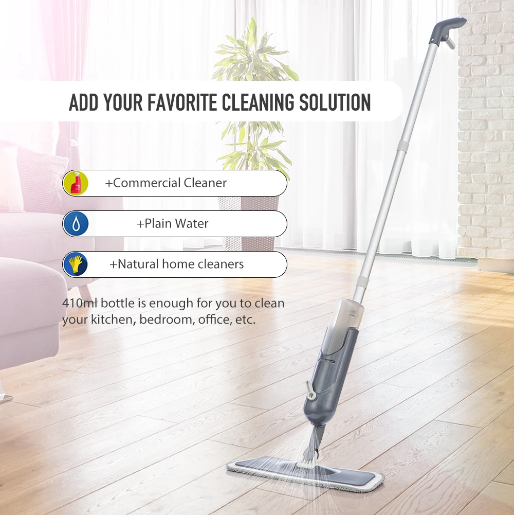 Швабра с распылителем для пола со сменными вставками из микрофибры плоская мытья