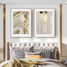 Постер с изображением золотых перьев, абстрактная живопись в золотых блоках, современное настенное художественное изображение для гостиной, матросское украшение