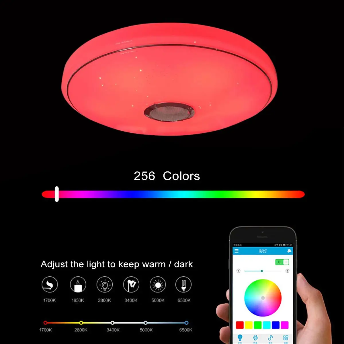 $21.21 200W Modern RGB LED Ceiling Lights Home lighting 220V APP bluetooth Music Light Bedroom Lamps Smart Ceiling Lamp+Remote Control