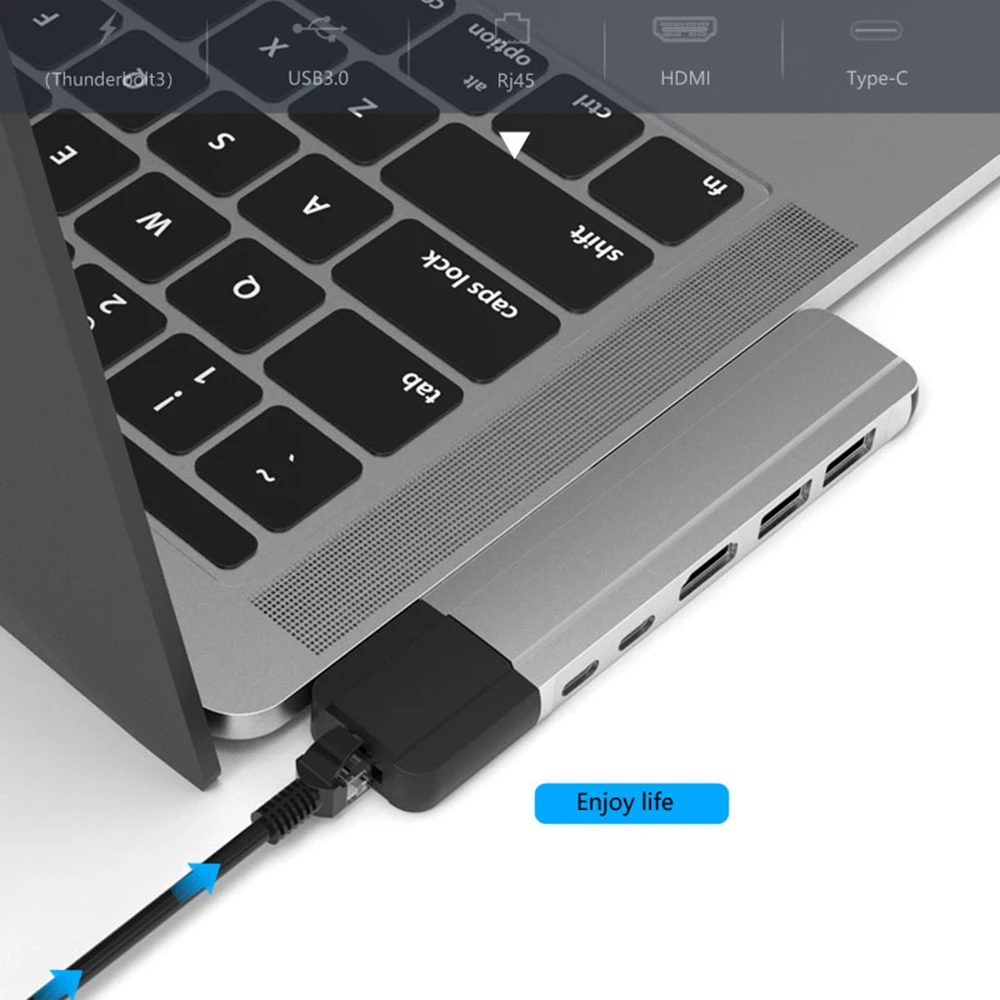 USB C концентратор к HDMI Rj45 1000 м Thunderbolt 3 адаптер type док станция для MacBook Pro/Air 2018 с PD