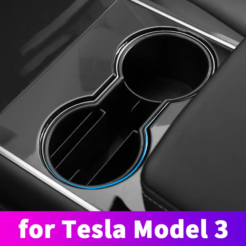 

Car Water Cup Storage Box Central Storage Box For Tesla Model 3 2018 2019 2020 Drink Rack Card Coin Storage Interior Accessories