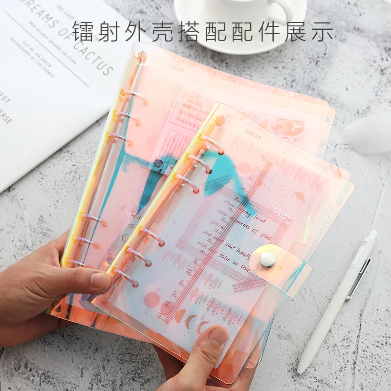 Палетки из ПВХ прозрачный Ins лазер простой переплетной блокнот A5 A6 со свободными