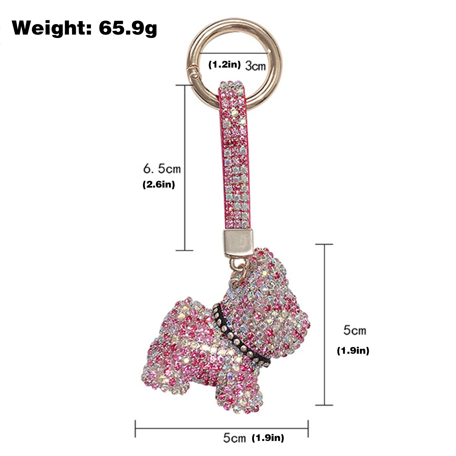 

Cute Rhinestone Bulldog Puppy Keychain Crystal Dog Key Chains Ring Holder Purse Handbag Pendant Charm Gifts MDJ998