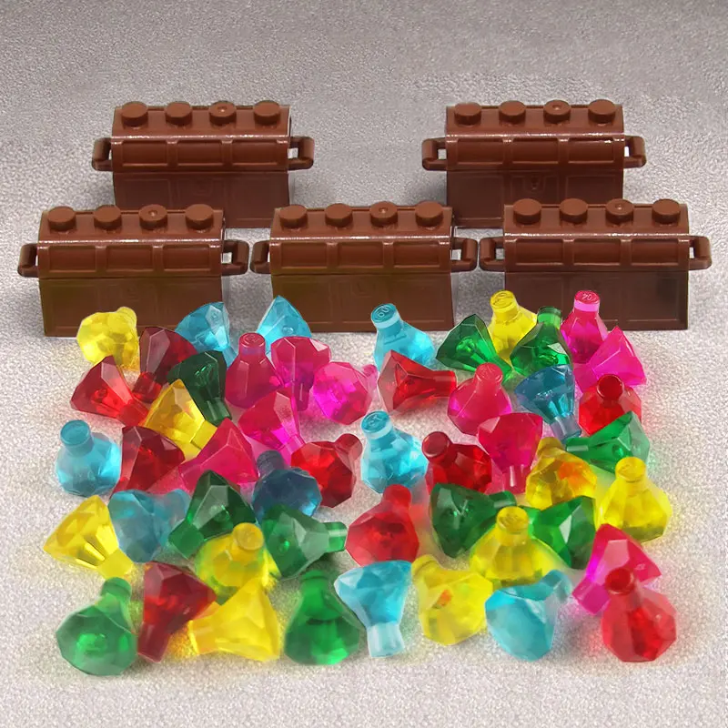 MOC фигурки аксессуары кирпичи сокровище сундук Ювелирная коробка камни