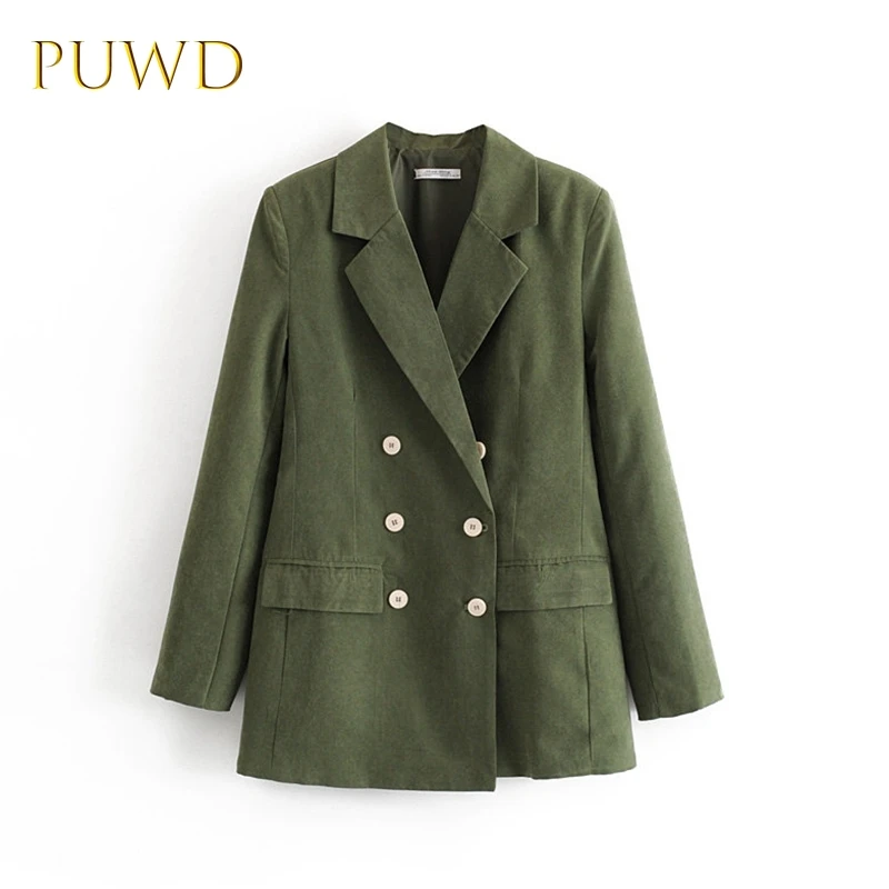 Женский двубортный костюм PUWD в европейском и американском стиле Стильный тонкий