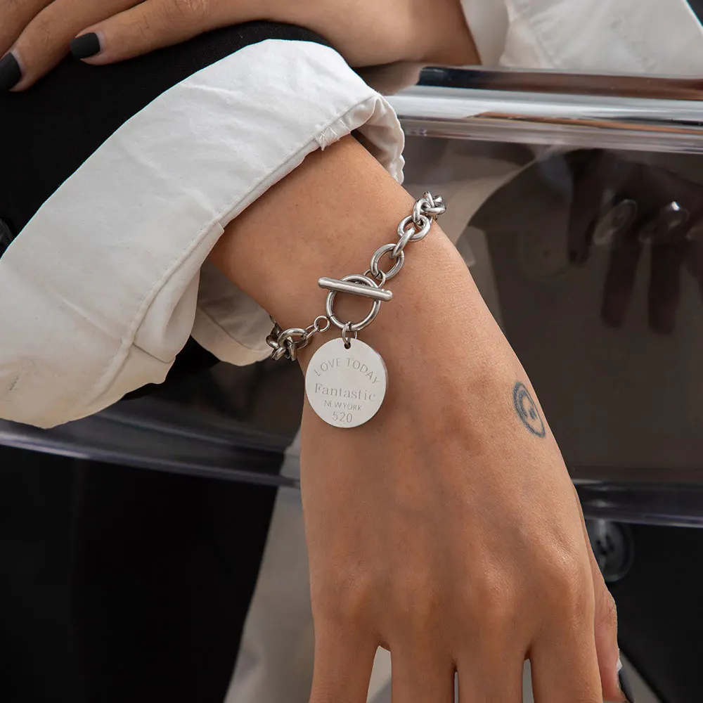 Панковские Толстые браслеты для пар, модные Мультяшные Подвески со смайликом, сердцем, пряжкой, широкие браслеты на цепочке