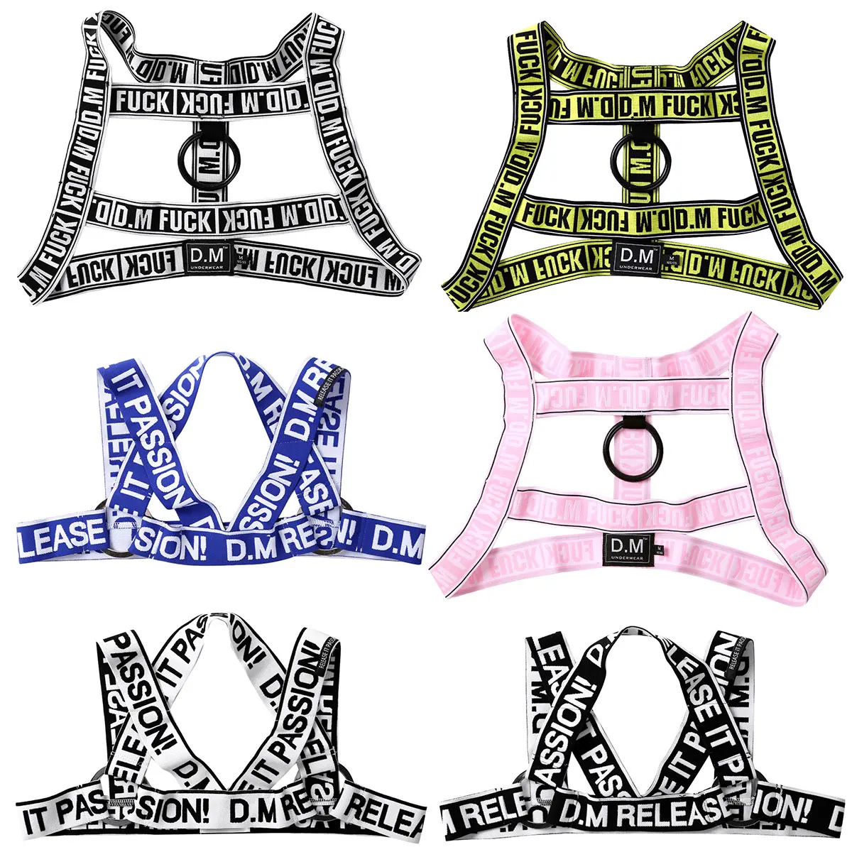 

Mens Fashion Letters Printed Harness Belt Wide Elastic Shoulder Body Chest Male Bondage Harness Muscle Strap Club Wear Costumes