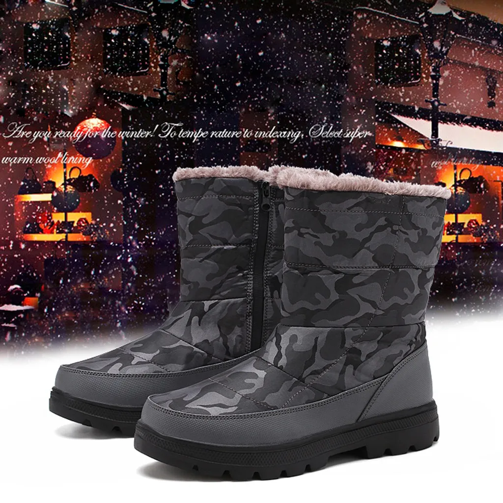 Fashion Men's Plus Velvet Warm boots men Camouflage Shoes Short Plush Snow Boots Waterproof Durable Outsole Cotton | Обувь