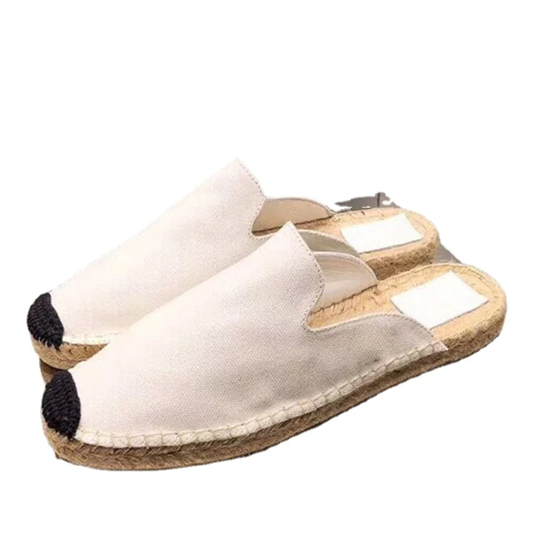 

Summer Flat Women's Slippers High Quality Canvas Handmade Weave Female Fisherman Shoes Luxury Leisure Vacation Ladies Slippers