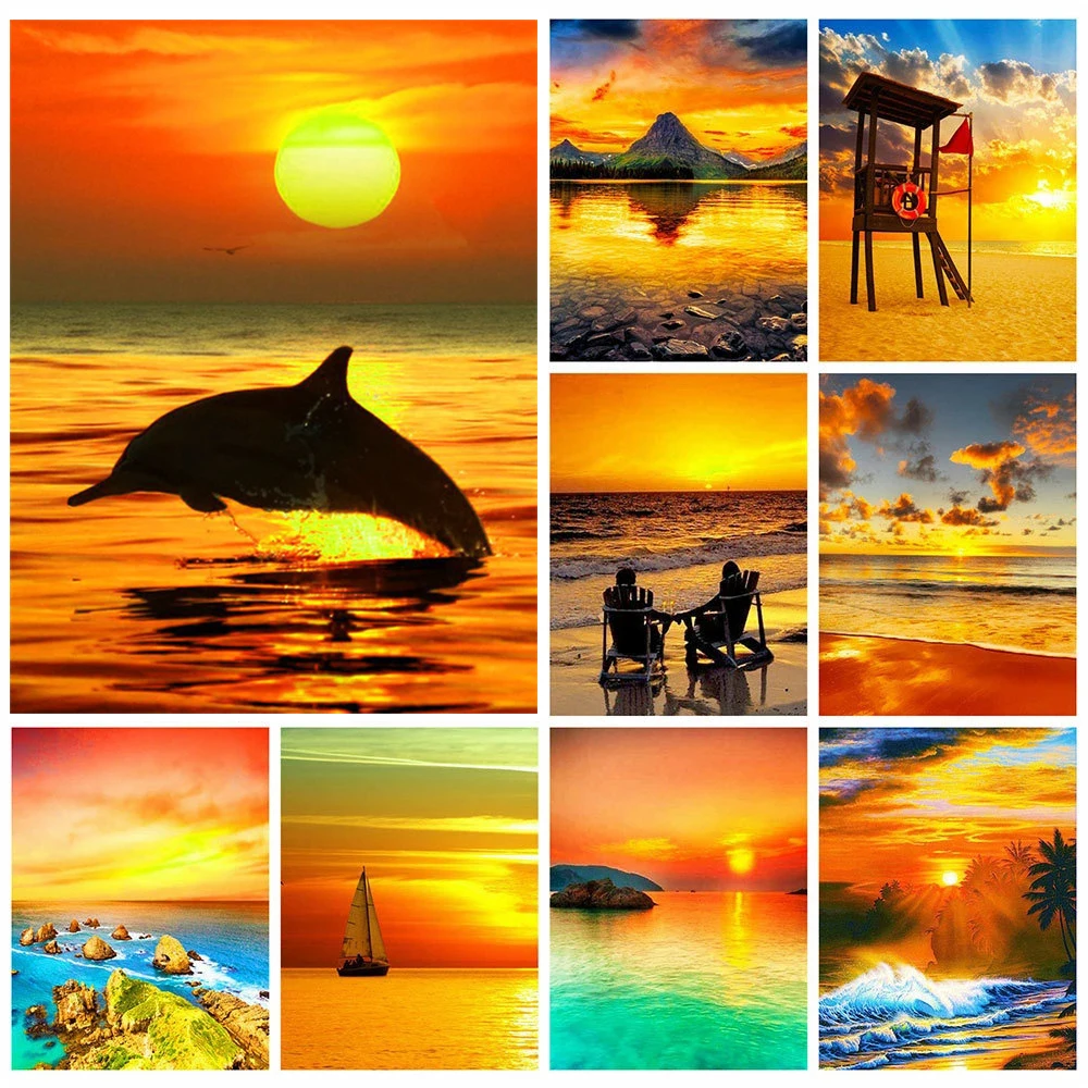 

Картина WEIWEI 5D закат пейзаж круглый квадратный полный Алмазный пейзаж бриллиантовые швы декоративная картина