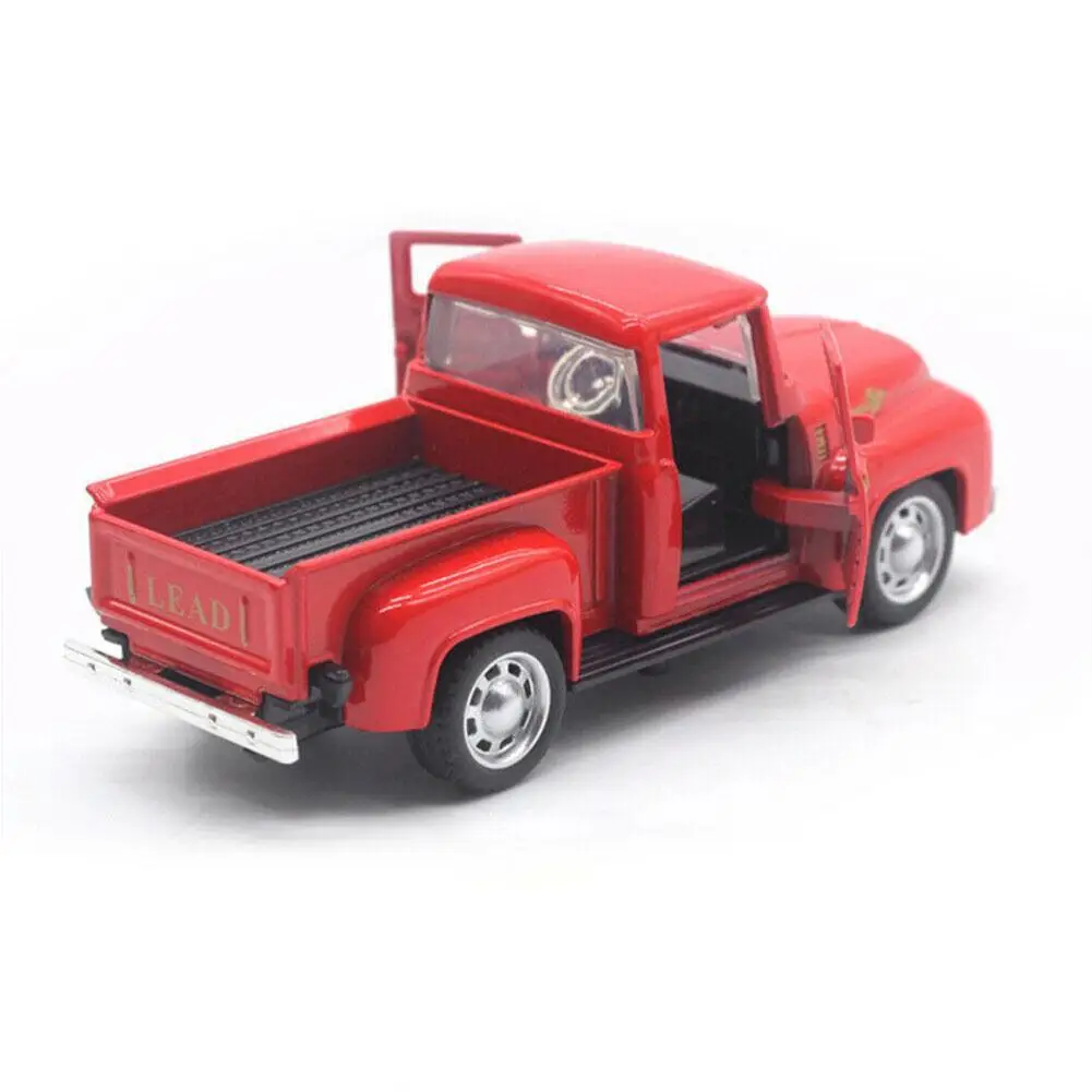 Red Truck Pickup Alloy Car Miniature Model Toy Boy Children's Xmas Gift Christmas Classic Rustic Vintage Metal Home Decoration | Дом и сад