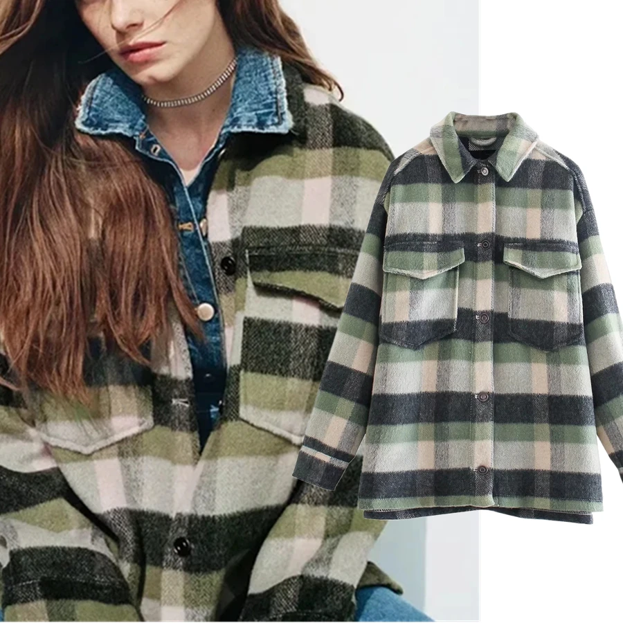 

Женская зимняя куртка Elmsk в английском стиле, винтажная клетчатая куртка в стиле оверсайз, бойфренд, Женская куртка