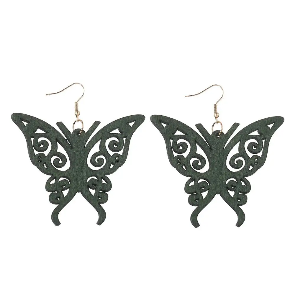 Серьги ZWPON с деревянной бабочкой вырезами для женщин модные ювелирные изделия из