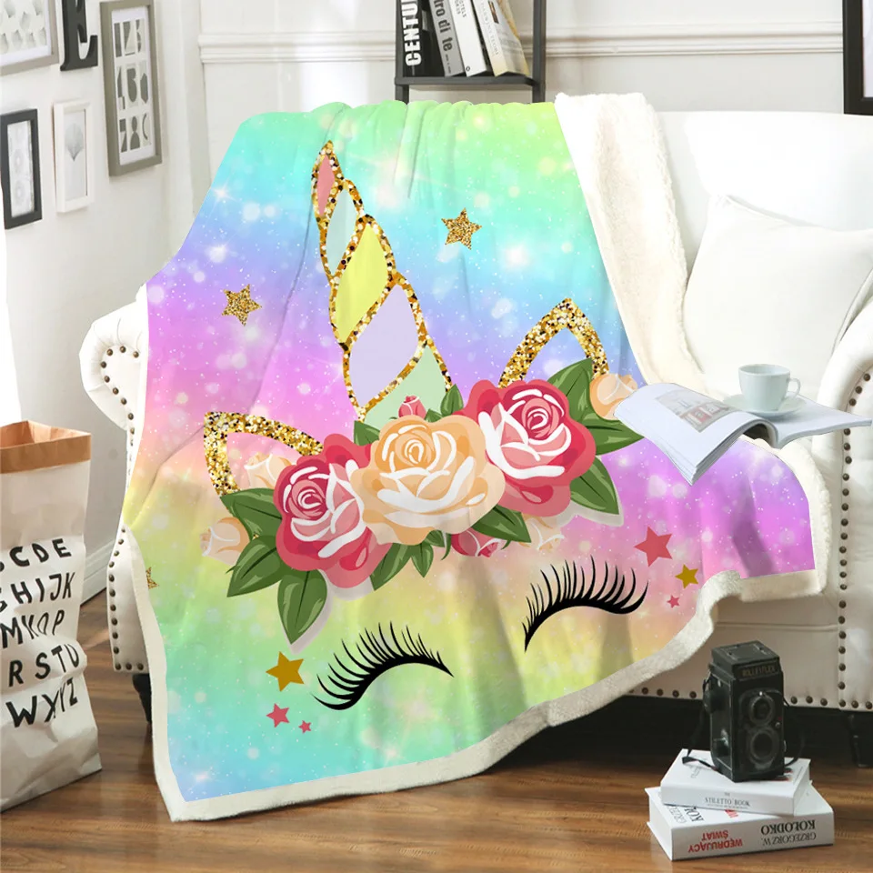 Цветное покрывало в виде единорога для детей 3d-одеяло из искусственного меха