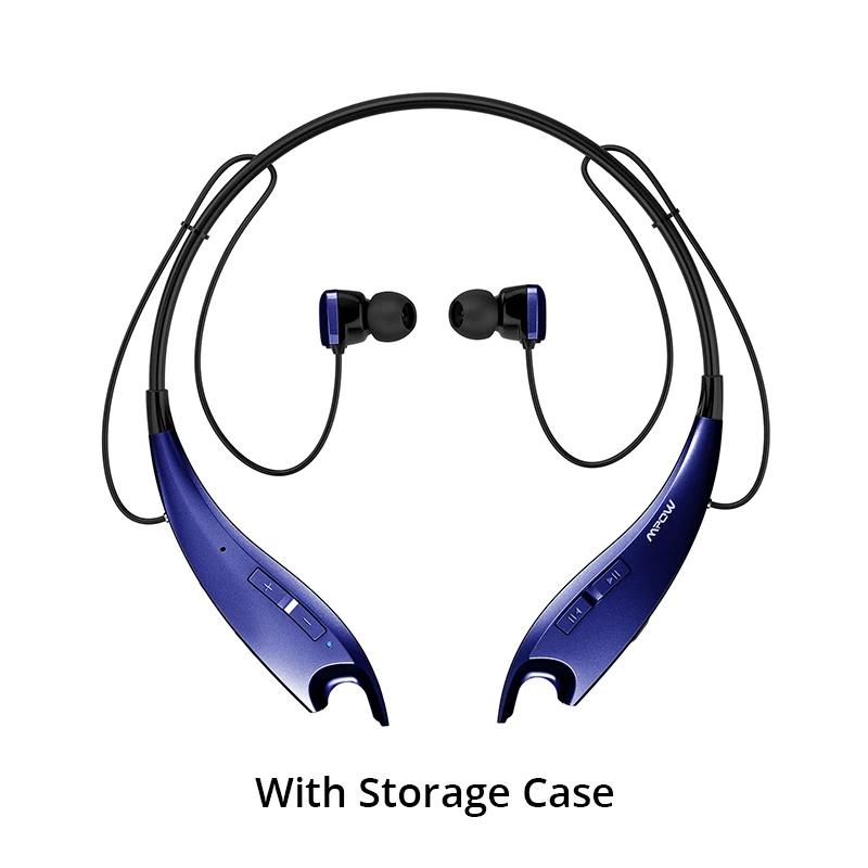 Mpow Jaws, беспроводные наушники, Bluetooth наушники, на шею, с завязками, стильные наушники, гарнитура, вызов для iPhone, Xiaomi, huawei, смартфон - Цвет: Blue With Case