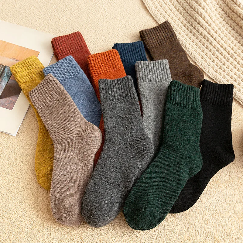 1 пара зимние однотонные утепленные махровые носки женские в стиле Харадзюку