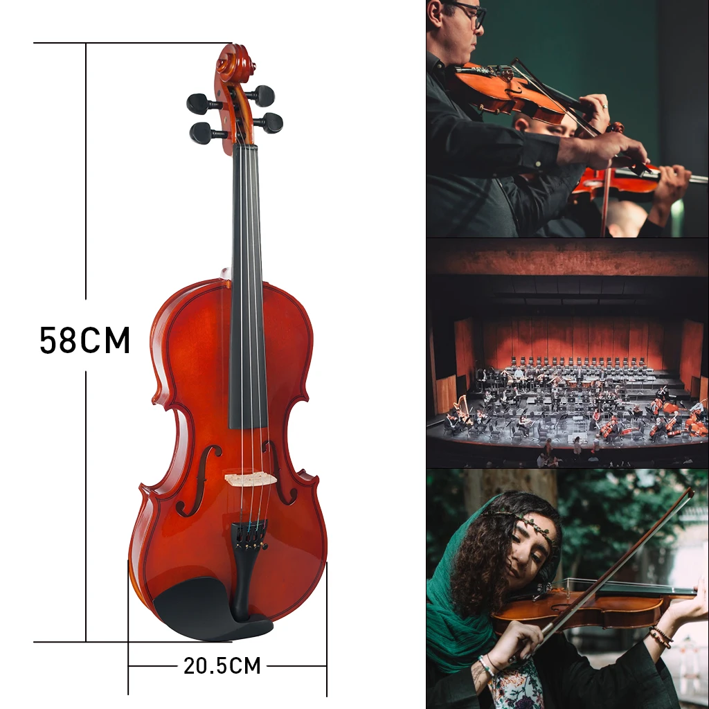 Full Size 4/4 Violin/Fiddle Student Violin Basswood Violin Kit +Bridge+Rosin+Case+Bow Natural Color For Beginner enlarge