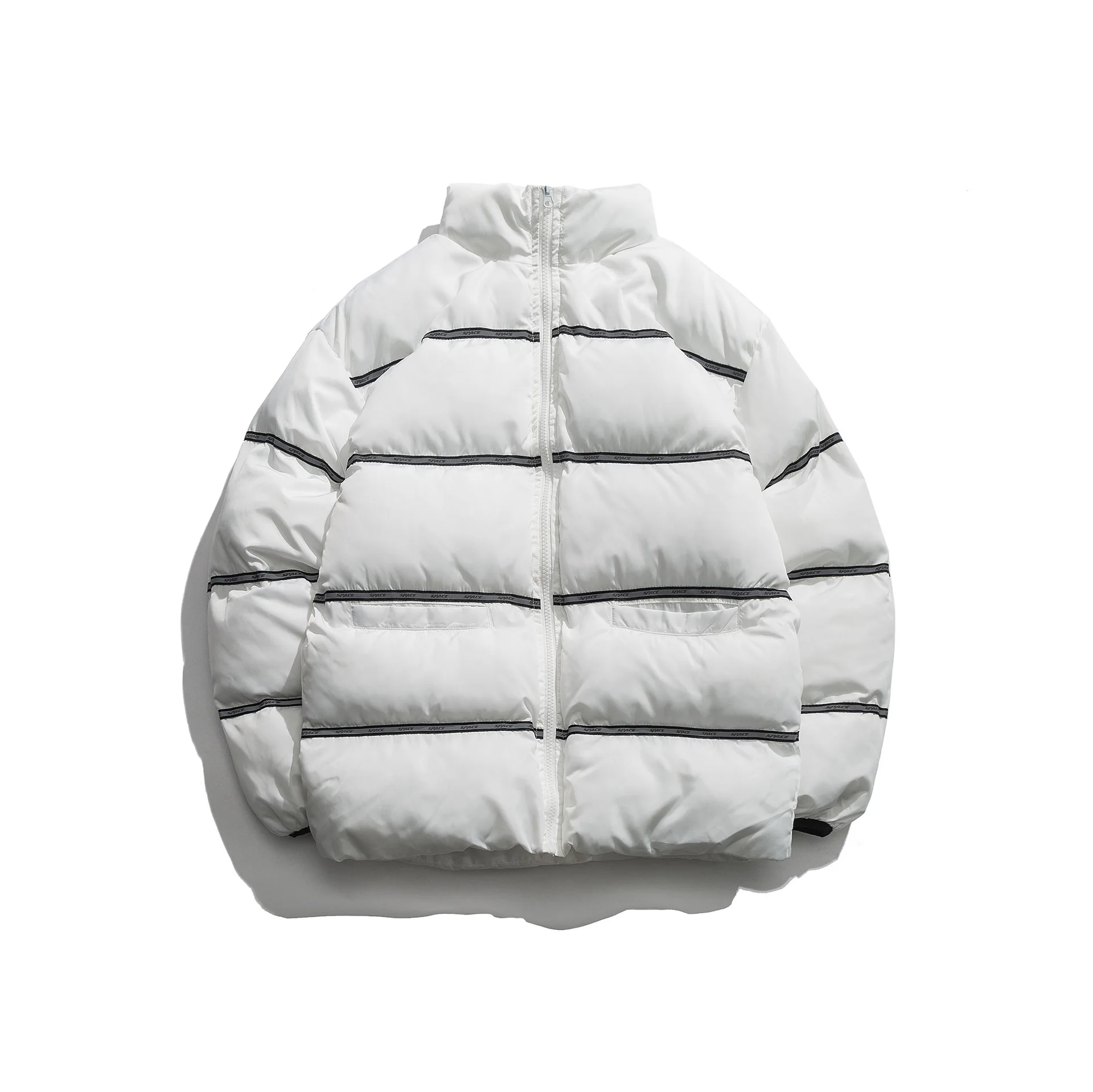 

Henry 2021 winter stripe thickened tide brand standing collar cotton padded men's loose bread jacket