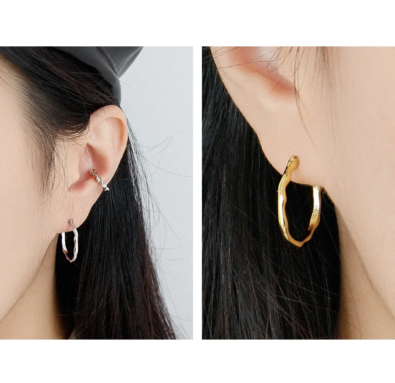 SHANICE корейские серьги-кольца из серебра S925 пробы, простые нишевые серьги с неровным кольцом, темпераментные ювелирные изделия, антиаллергенные