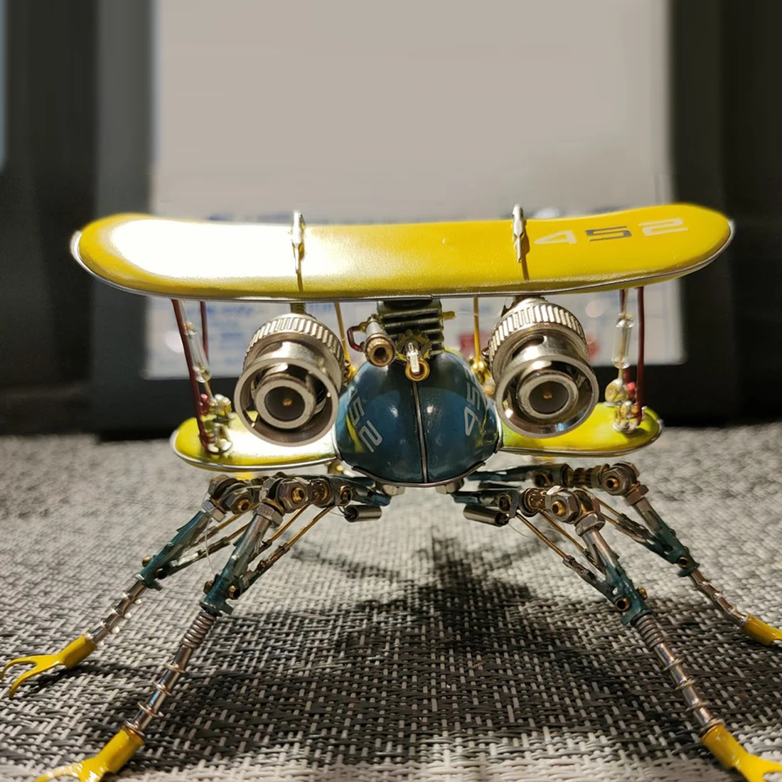 

Creative Mechanical Insect Metal Model Kit Handmade Crafts For Home Decor Kids Gift - Biplane Fighter Beetle - ( Finished)