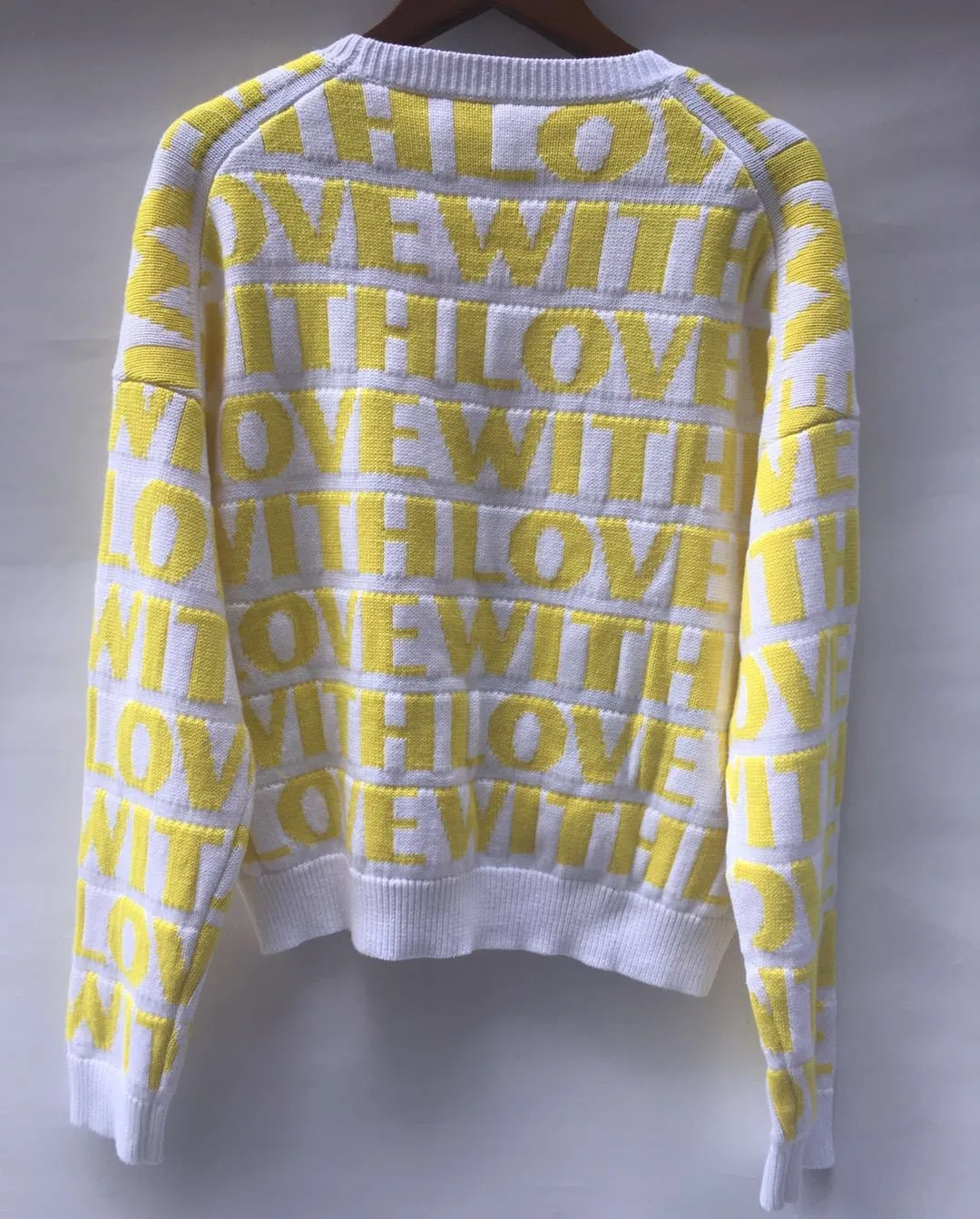 2019 Winter Christmas Yellow Letter Striped Women Sweater and Pullovers Runway Long Sleeve Female Jumper Knitted Clothes | Женская