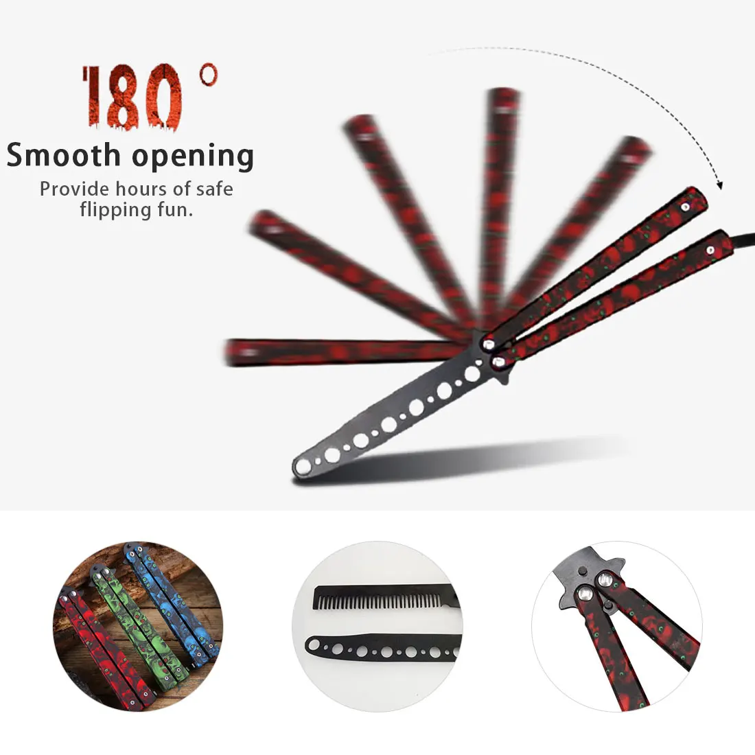 Складной нож бабочка тренировочный инструктор с головой привидения без острых