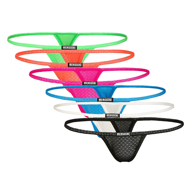 6 шт./партия Мужские дышащие Трусы стринги с низкой посадкой| |