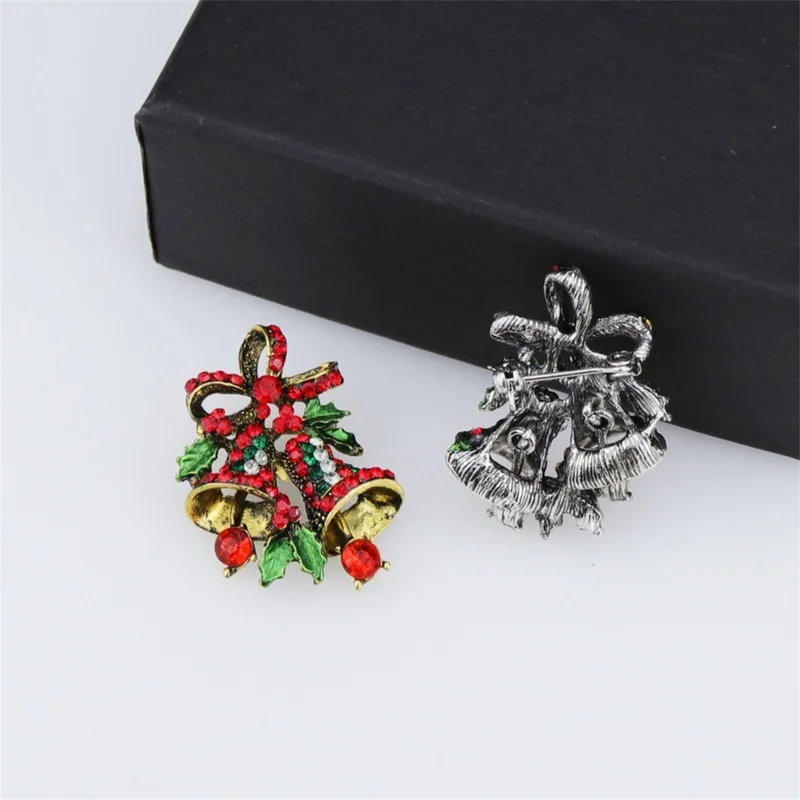 Рождественские Броши Булавки для костюма милые броши-колокольчики с двумя