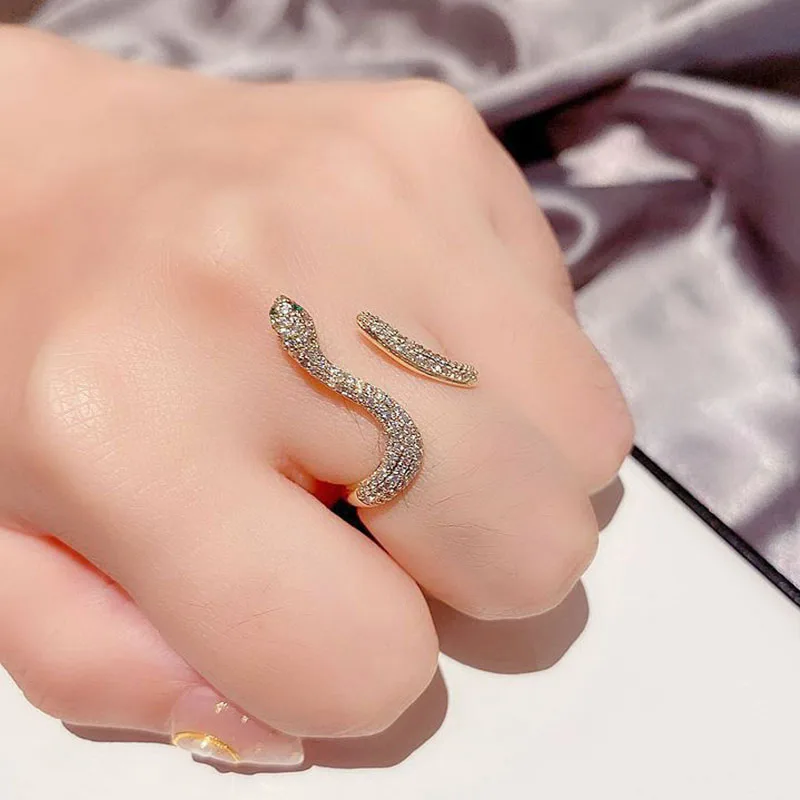 

Foxanry 925 Sterling Silver Rings for Women Summer New Trend Elegant Creative Sparkling Zircon Little Snake Party Jewelry Gifts