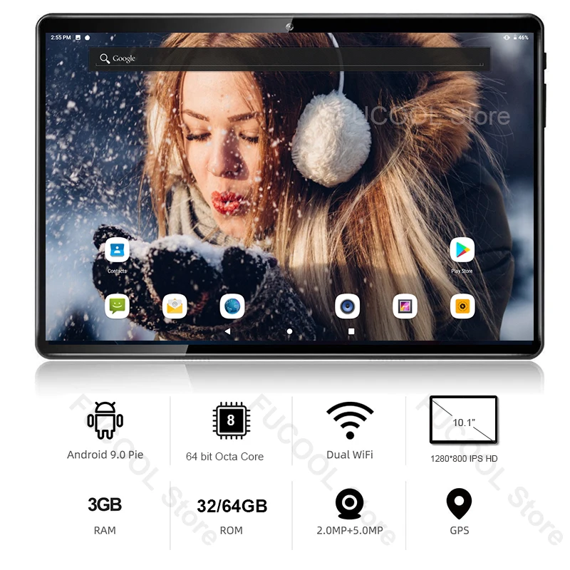 

Global Version 10 inch tablet 5G wifi Octa Core 3GB RAM 64GB ROM Android 9 OS 1280x800 IPS 5.0MP Camera 4G FDD LTE Type C GPS