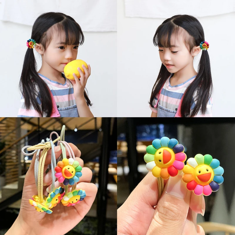 Цветная веревка для волос с подсолнухом девочек эластичная резиновая повязка на