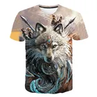 Новинка 2021, крутая забавная Мужская футболка с 3D-принтом волка, летние топы с коротким рукавом, футболка, Мужская модная футболка, 6XL