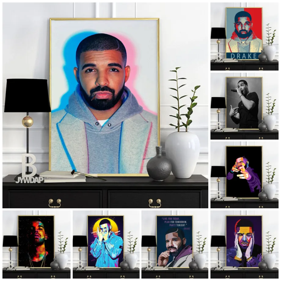 

Hot Drake Hip Hop Rap Music Album Rapper Star Singer Poster Sofa Wall Art Home Decor Prints Picture Canvas Painting Living Room