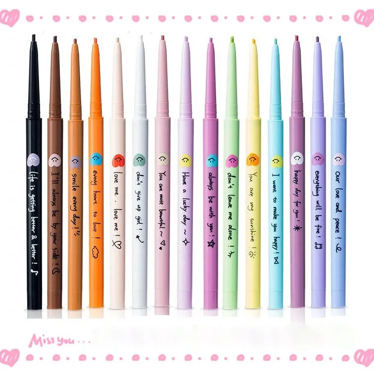 

Color Eyeliner Gel Pencil 15 Colors Smile Heart Series Eyeliner Long-lasting and Waterproof Smooth Ultra Fine Eyeliner