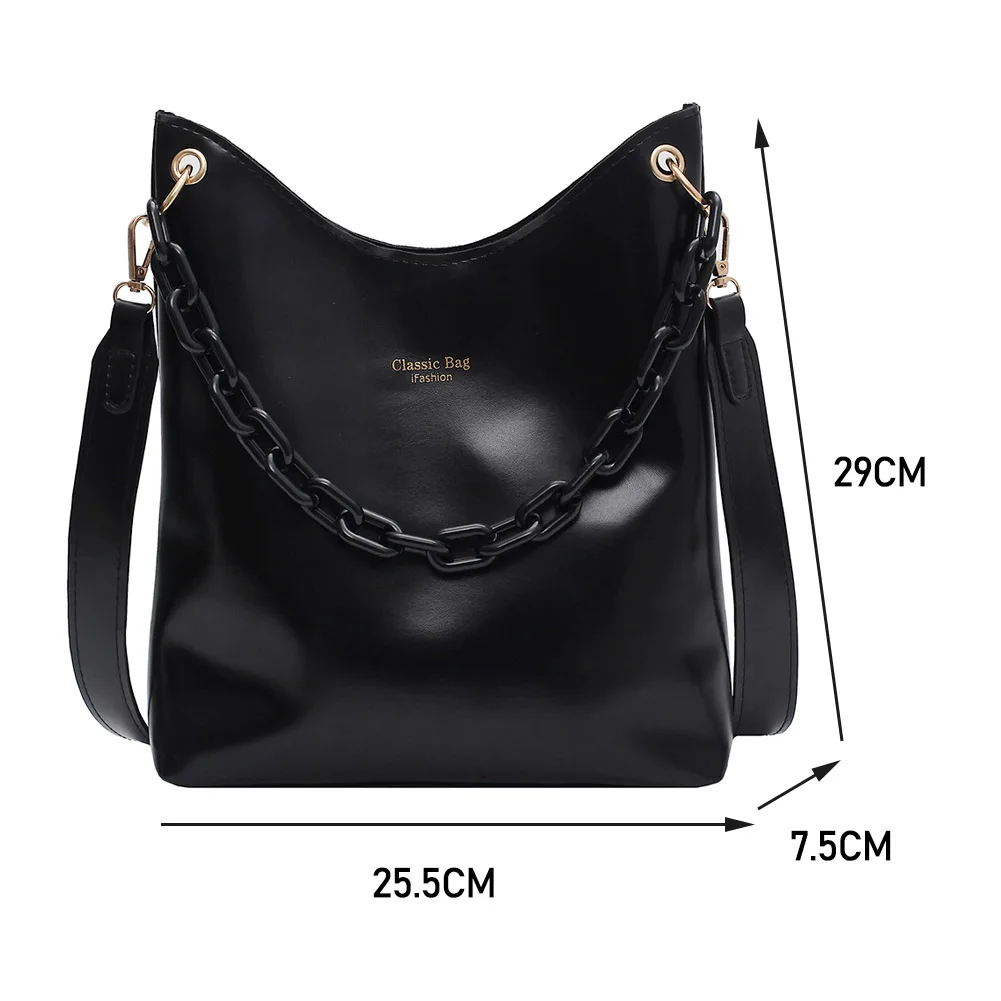 

Fashion Women Shoulder Bag PU Leather Solid Color Handbag Female Large Capcity Messenger Bag Casual Street Commuter Satchel