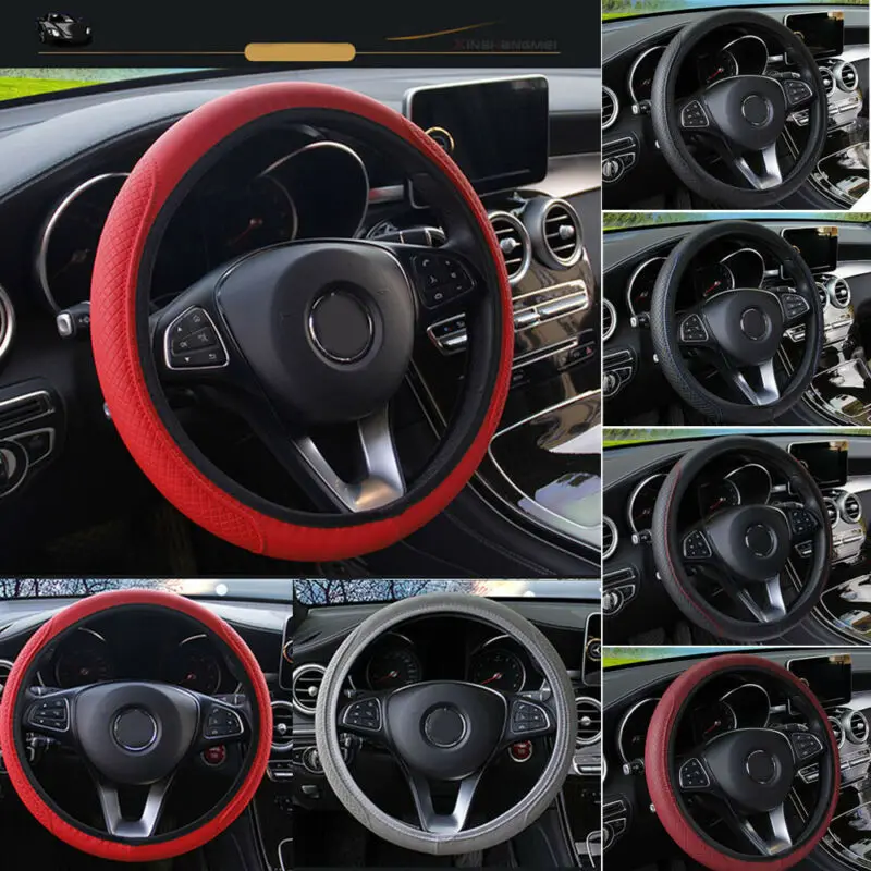 Универсальная оплетка руля 37- 38 см черно-красная Мягкая универсальная | Дом и сад