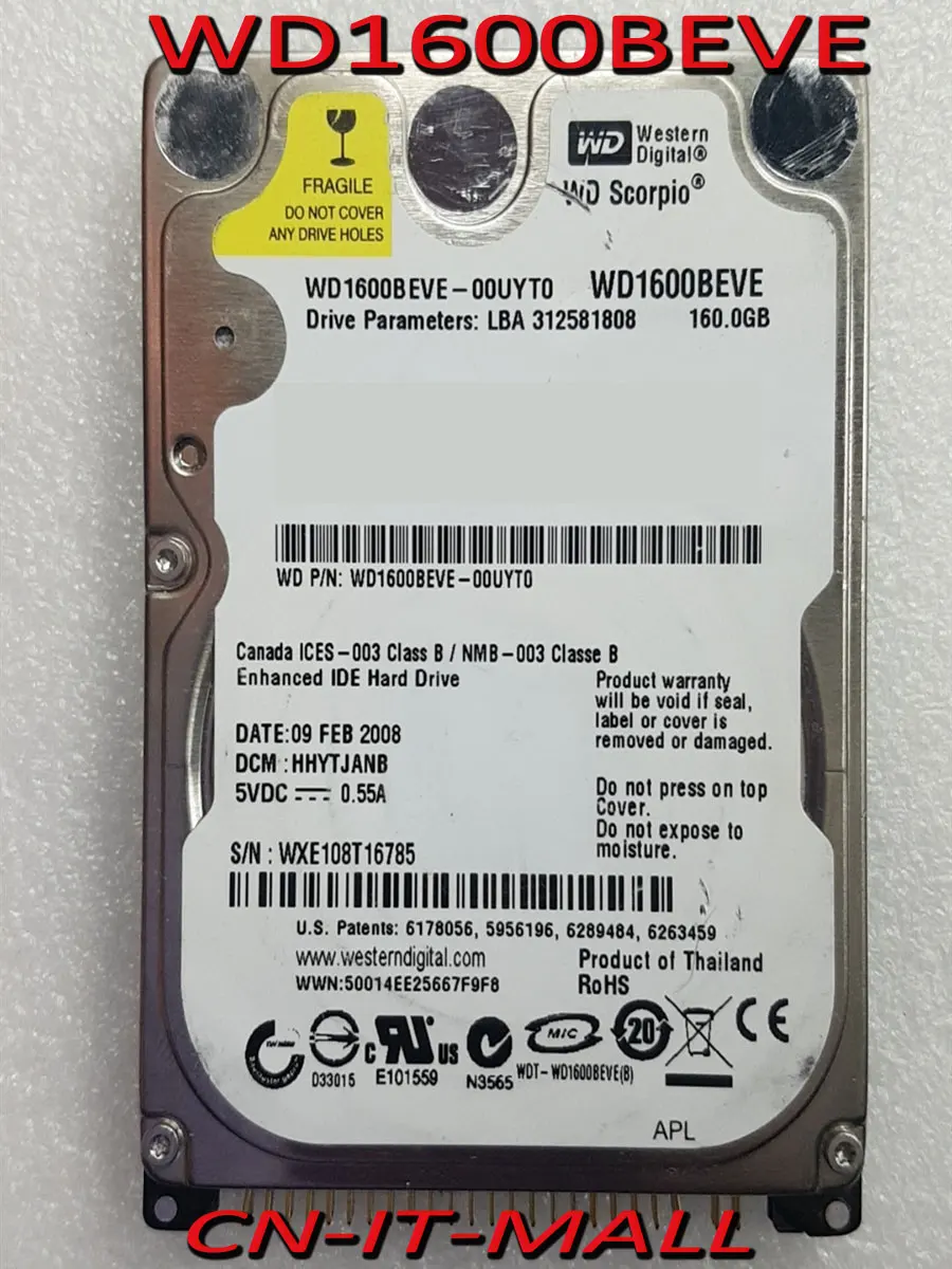 

2.5 WD1600BEVE 160G 5400RPM 8M IDE 2.5" Hard Drive