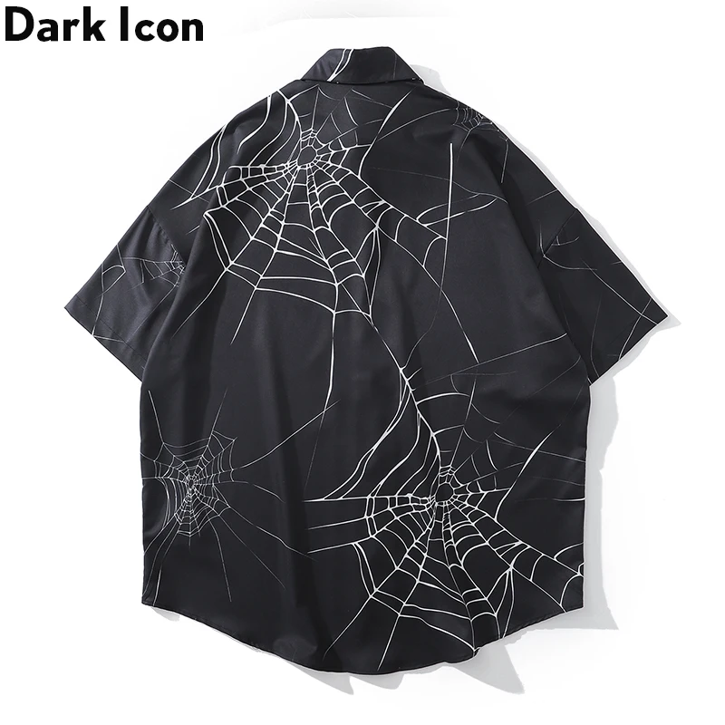 Dark Icon Spider Printed Street Shirts Men Summer Loose Men's Shirt Streetwear for Man | Мужская одежда