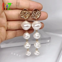 f j4z women irregular pearl earrings fashion imitation pearl statement earrings ladies dangle earrings for party dropship