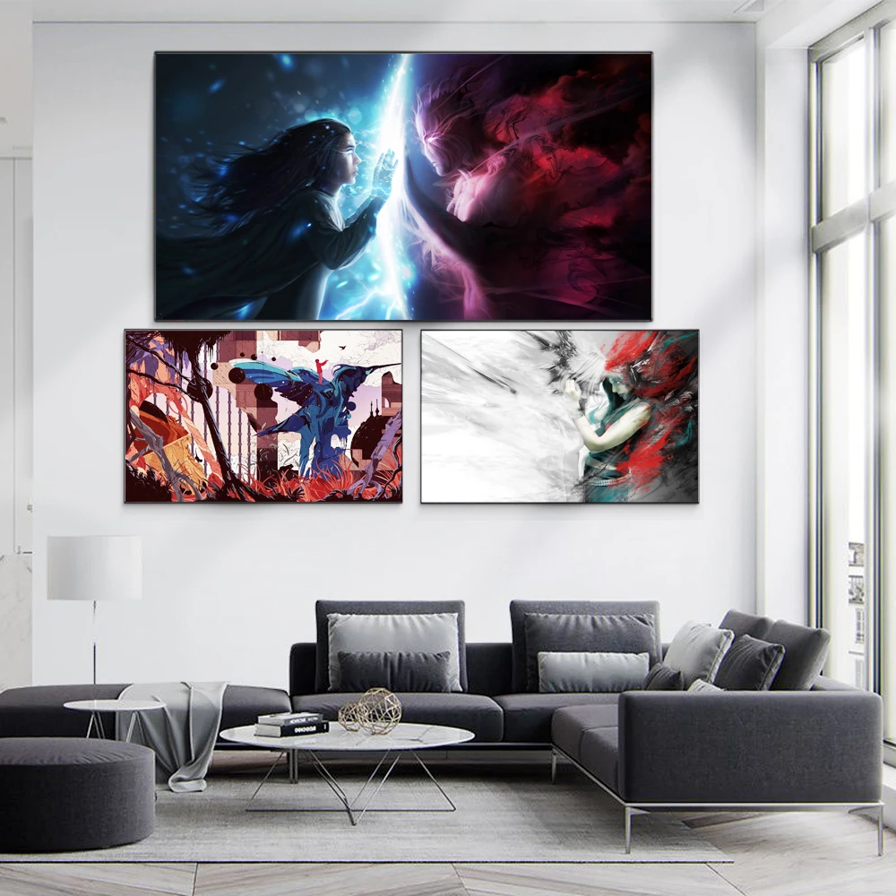 

Abstract oil painting animation poster double contrast art canvas drawing living room corridor office home decoration mural