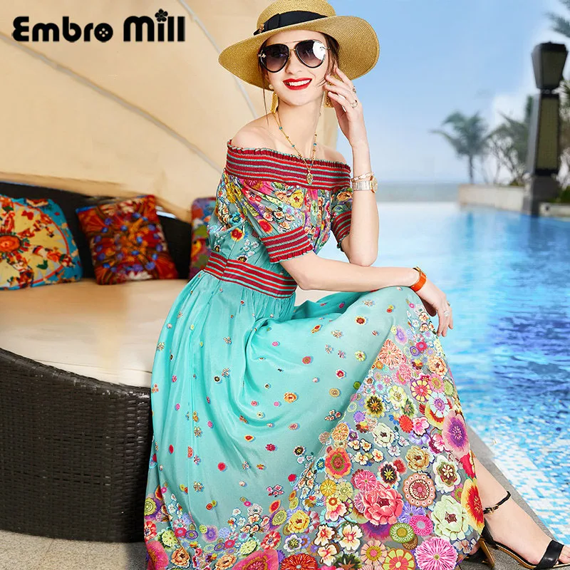 Высококачественное шелковое платье с вырезом лодочкой Новинка лета женское