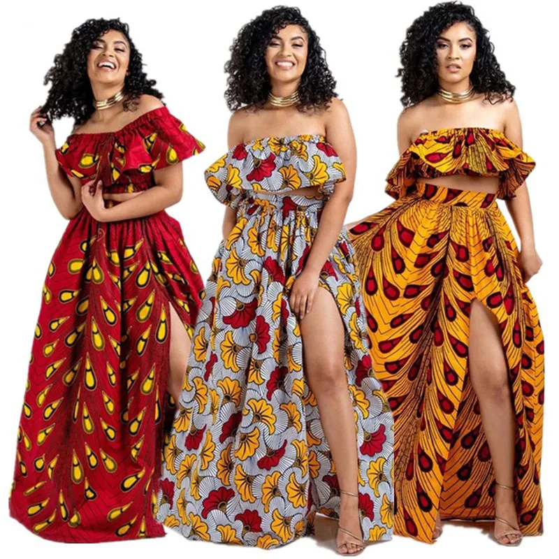 Комплект из 2 предметов Женская традиционная африканская одежда укороченный топ