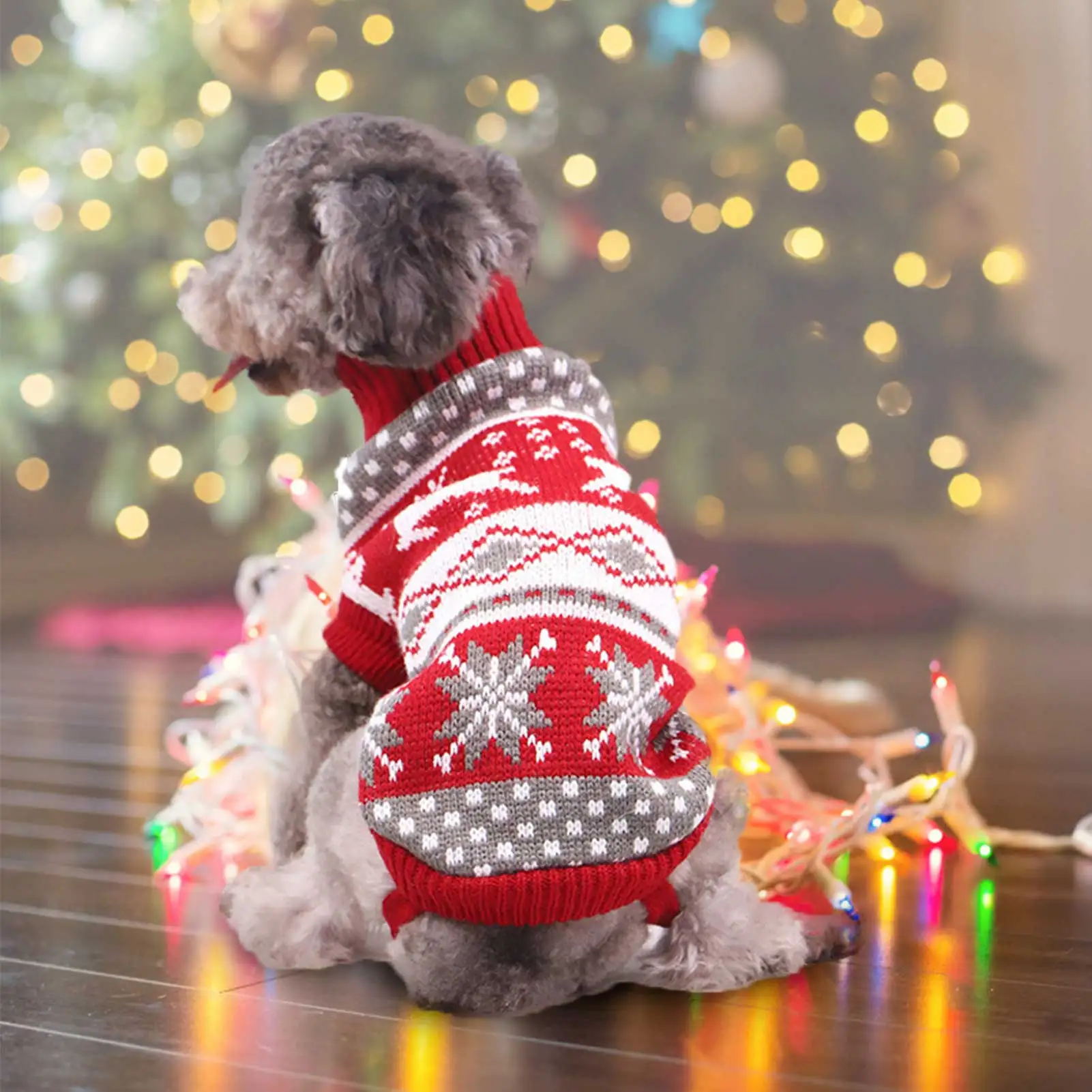 

Pet Cat Christmas Sweater Warm Reindeer Snowflake Puppy Coat