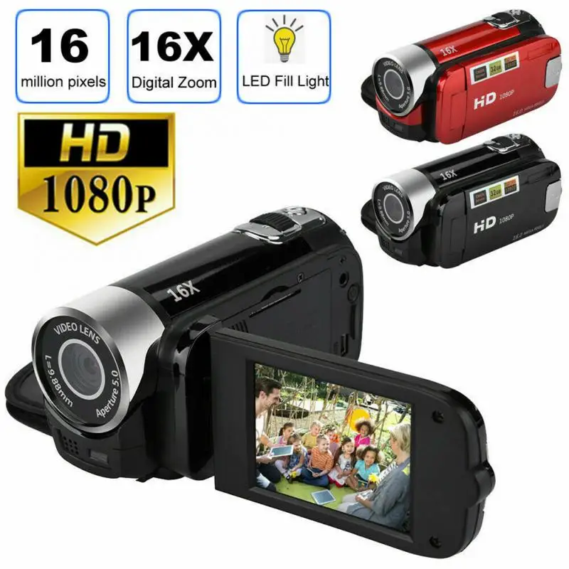 1080P Camcorder Digital Video Camera USB Rechargeable TFT LCD 24MP 16X Zoom DV AV Night With US/EU/UK/AU Plug Charger