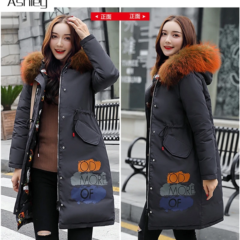 

Ashley Fashion brand pocket women parkas winter coat 2020 New cotton long warm coat female Hooded zipper jacket coat xl clothes
