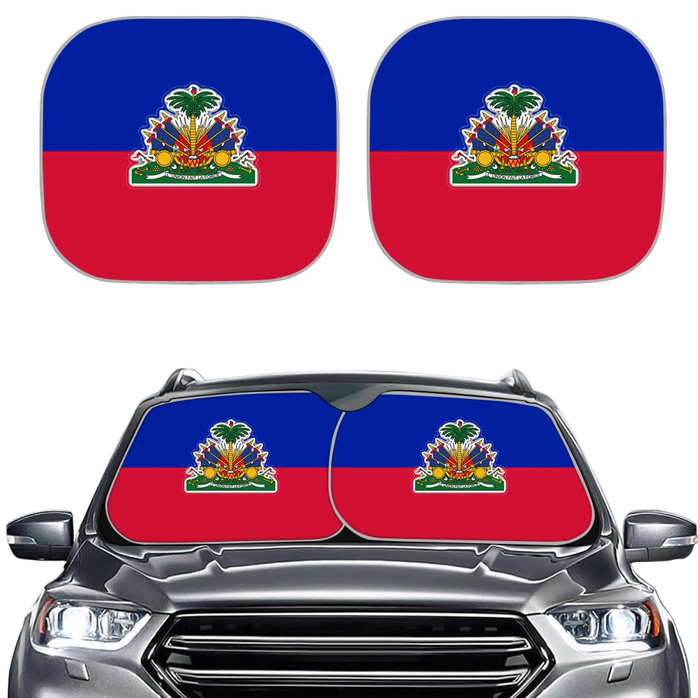 

INSTANTARTS Side Car Sunshades Haiti Flag Design 2pcs Set Side Window Car Sun Shades for Car UV Protect Foldable Window Sunshade