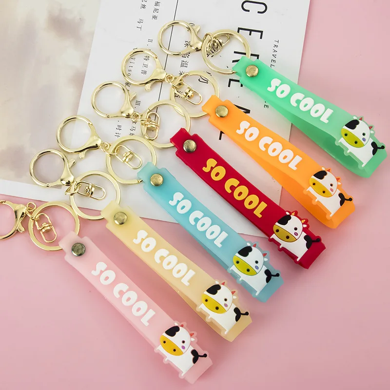 

SO COOL Cow Translucent Color Drift Bottle Leather Rope Bag Car Accessories Toy Pendant Color Key Chain Pendant Goods Wholesale